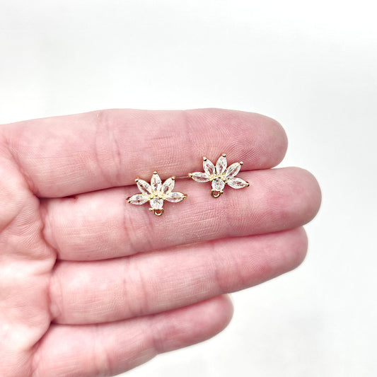 Crystal Fan stud- 1pr- .925 sterling silver pin - Colour & Create NZ