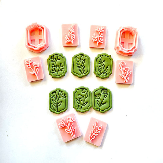 137. Plant Stamps with 2 Frame Cutters set - 8 pc set