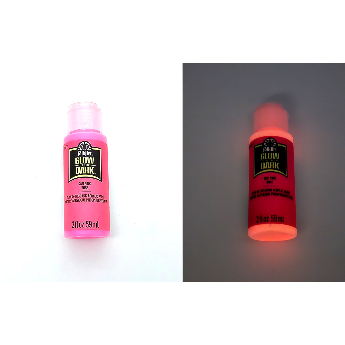 GLOW IN THE DARK Folk Art Paint - PINK - Colour & Create NZ