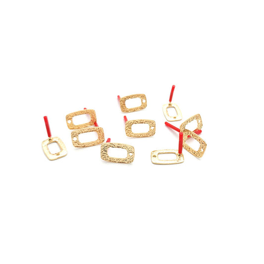 Decorative Rectangle  stud- 5pr- .925 sterling silver pin - Colour & Create NZ