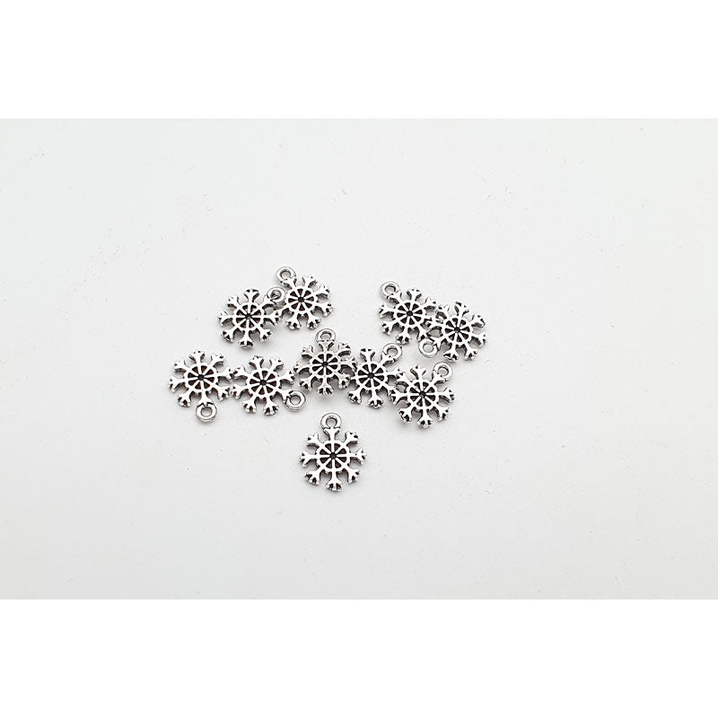 Silver Snowflake Charm 2 - 10pc - Colour & Create NZ
