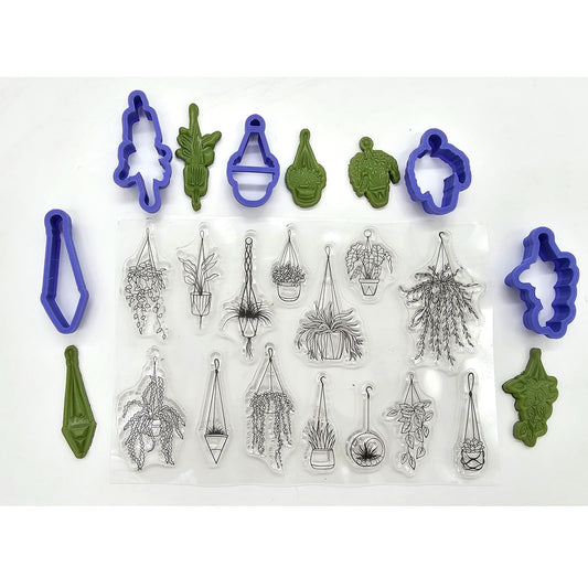 Hanging Plants Texture Stamp Sheet with 5 cutters set - Colour & Create NZ