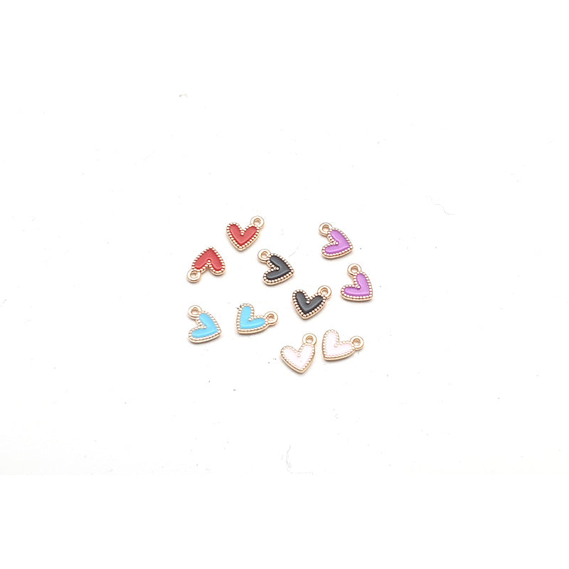 Multi-Colour Mini Heart Charms -KC Gold- 10pcs - Colour & Create NZ