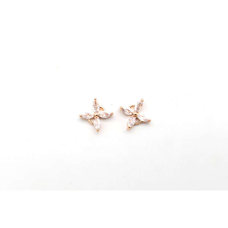 Crystal Floral Connector Charm - KC Gold - 2pc - Colour & Create NZ