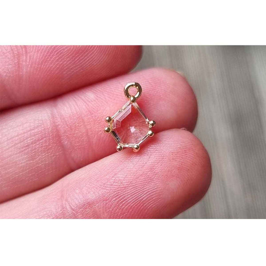 Crystal Diamond Teardrop Charm Small - Gold 2pc