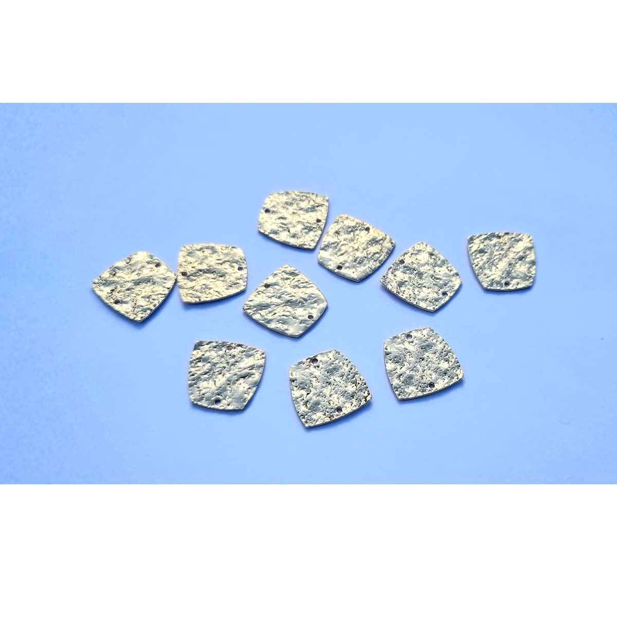 Hammered Brass Organic Trapezoid Connector Charm - KC Gold & Silver - 10pcs
