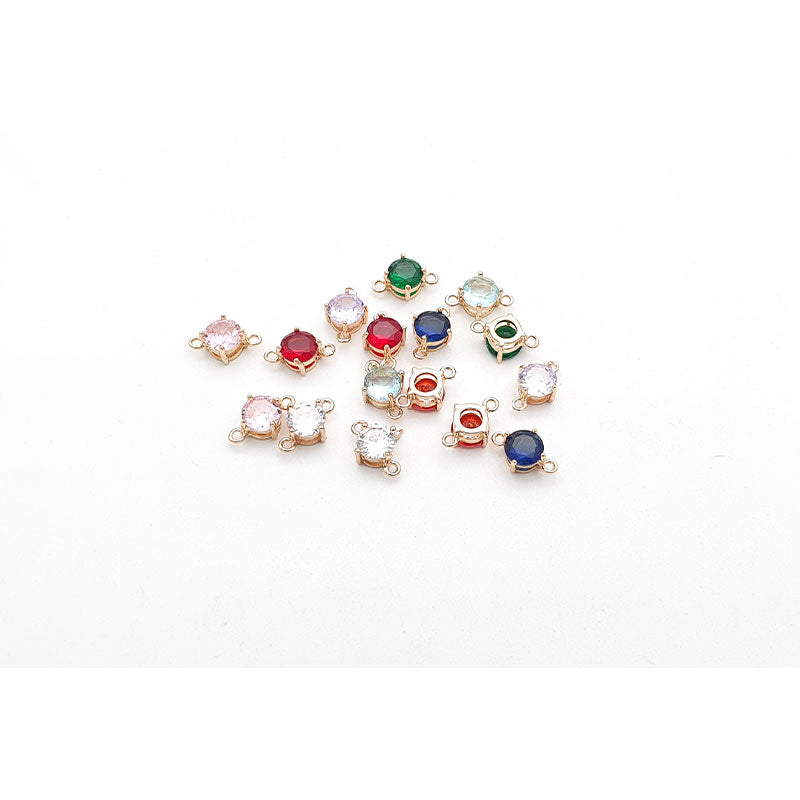 Crystal Small Circle Charm -  KC Gold/Mixed Colours 2pc - Colour & Create NZ