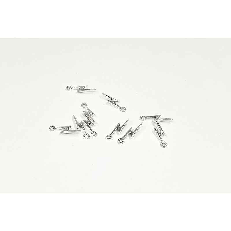 Silver Lightning Bolt Charm -10pc