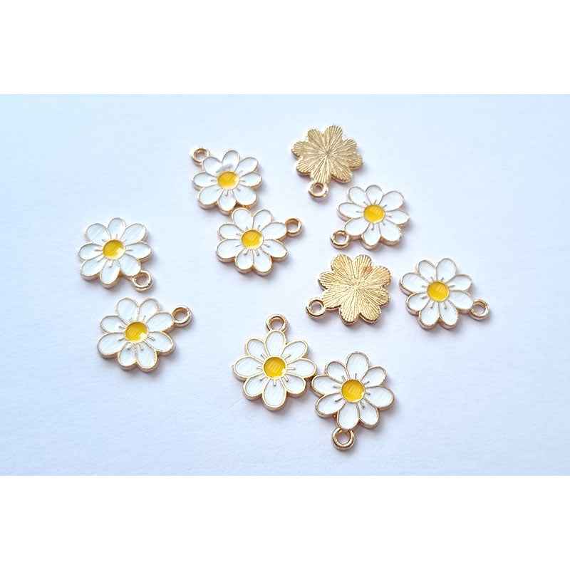 Purple Flower Charm - KC Gold base - 10pcs