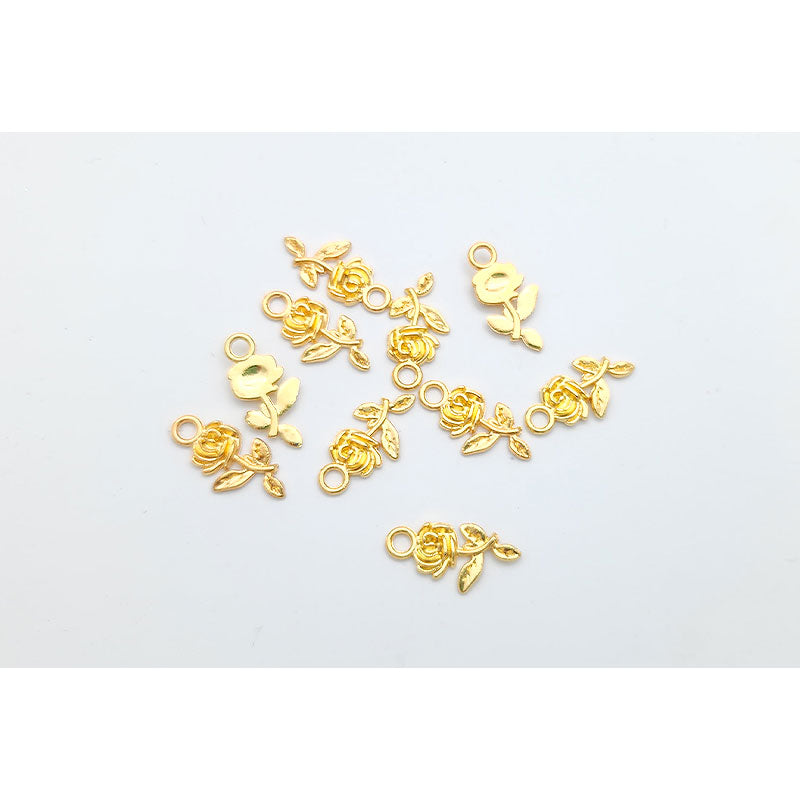 Rose Charm - Gold - 10pcs - Colour & Create NZ