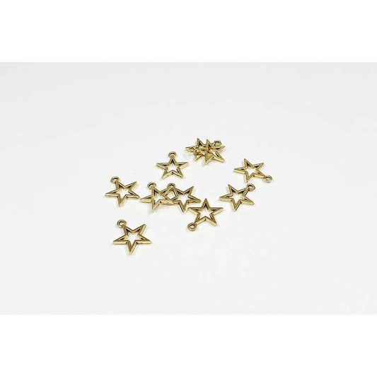 Z5. Star Outline Charm - Gold & Silver - 10pcs