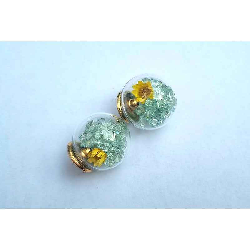 Ball w/Crystals & Flowers Earring Backing - 4pcs - 5 colours