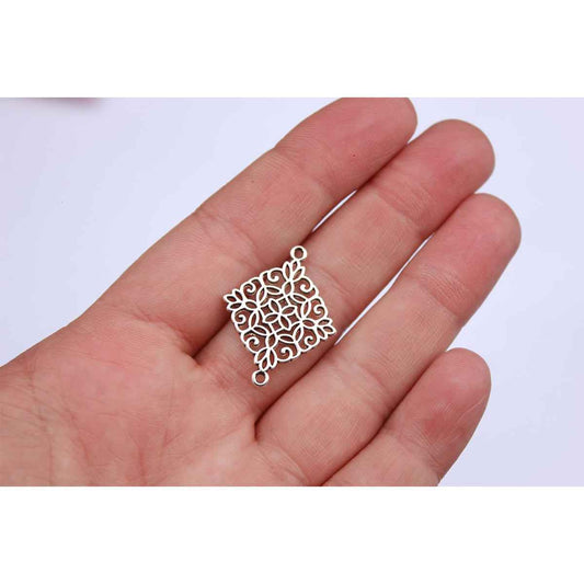 Diamond Filigree Connector Charm - 10pcs