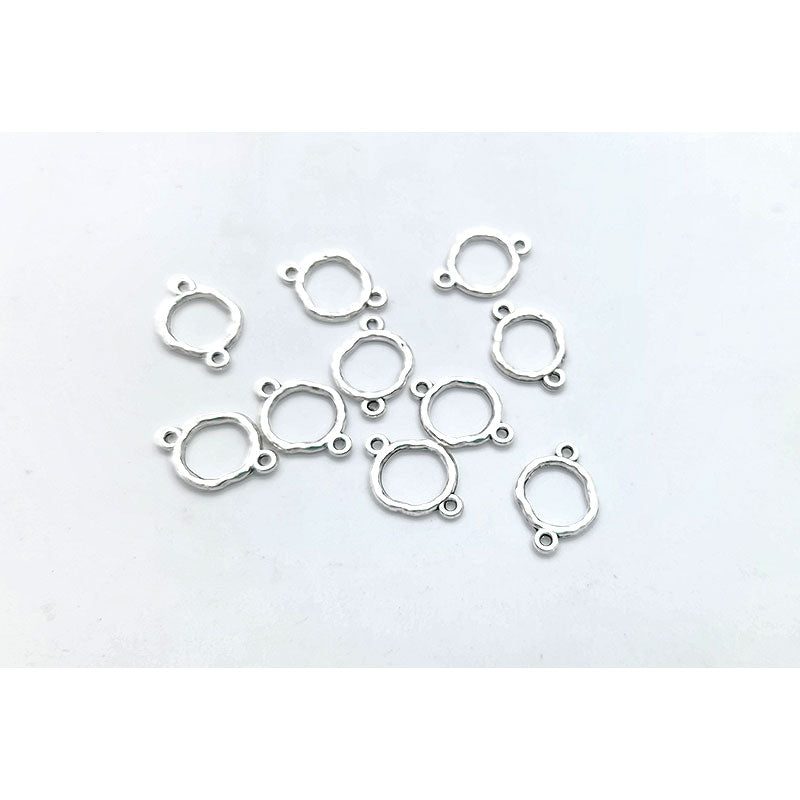 D3. Organic Mini Circle Charm - Silver- 10 pcs - Colour & Create NZ