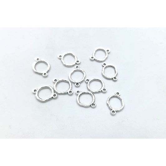 D3. Organic Mini Circle Charm - Silver- 10 pcs - Colour & Create NZ