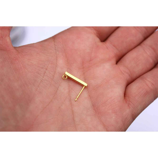 Gold 15mm Bar Stud Stainless Steel - 10 & 20 pc packs