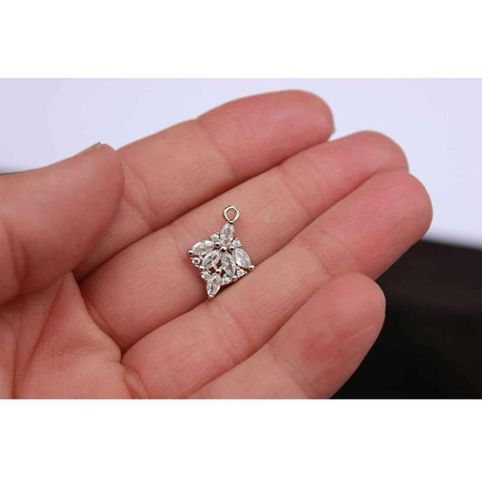 Crystal Diamond Charm - 2pc - Gold & Silver