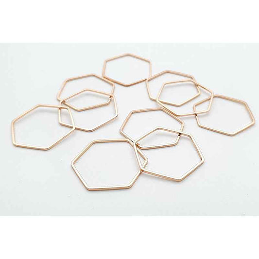 Large Hexagon Cutout Charm  - Gold & Silver - 10pcs