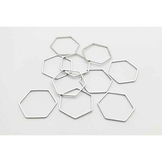 Large Hexagon Cutout Charm  - Gold & Silver - 10pcs