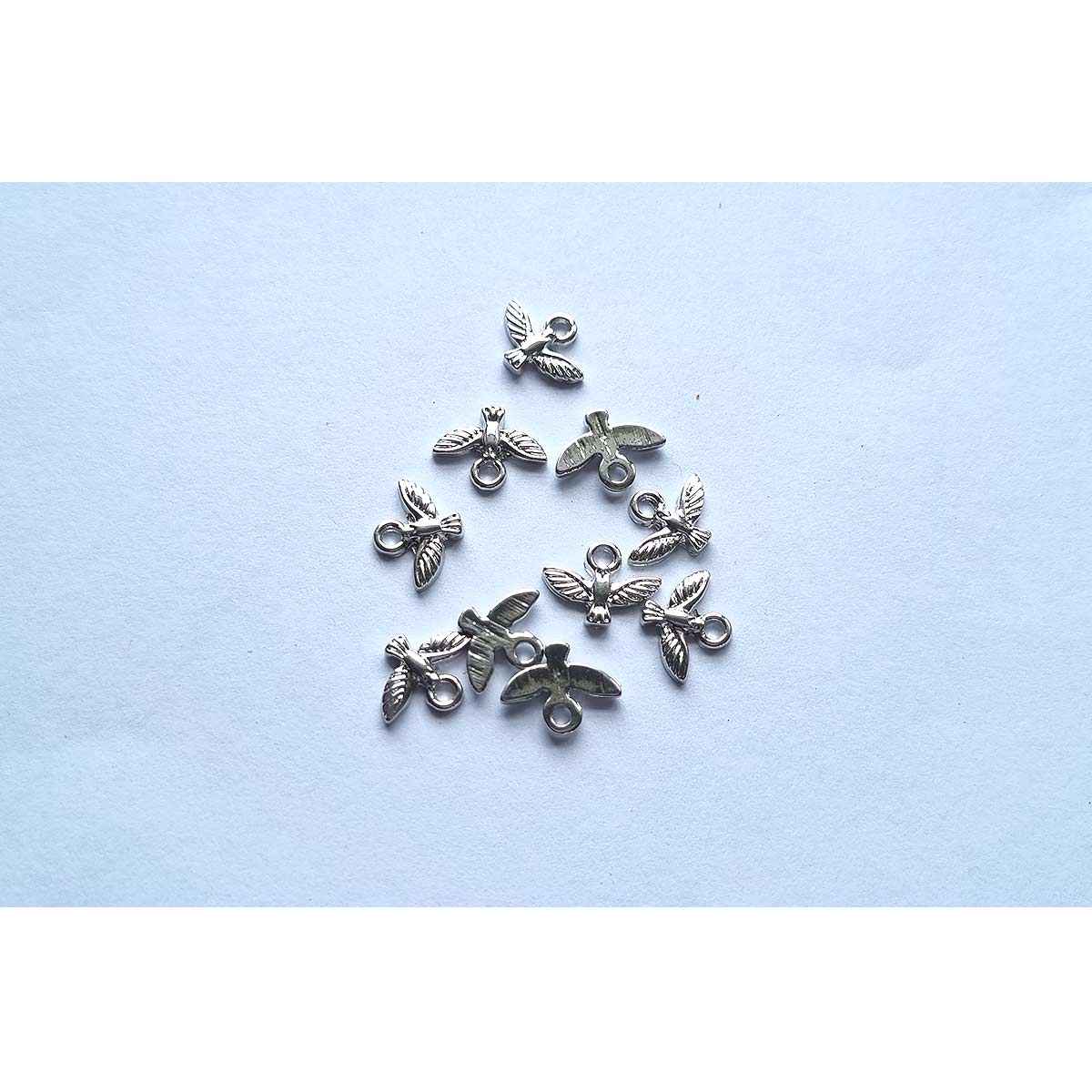 Mini Bird Charm - Gold & Silver - 10pcs