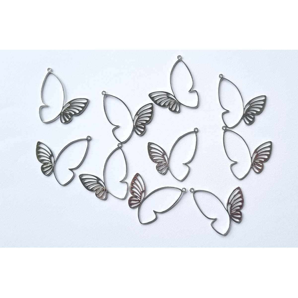 Butterfly Cutout Charm  -KC Gold & Silver - 10pcs