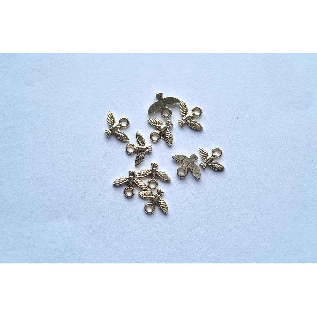 Mini Bird Charm - Gold & Silver - 10pcs