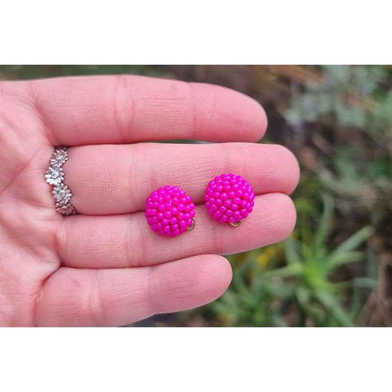 Beaded Earring Stud - 6pc - 4 colours
