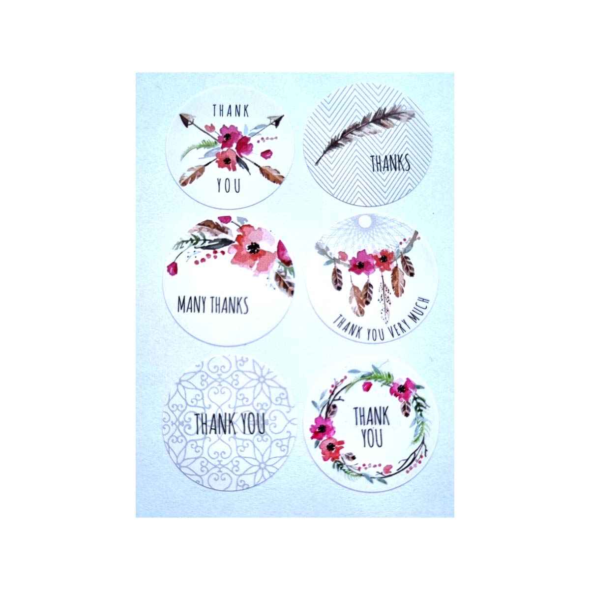 Thank you stickers - multi design 50pc