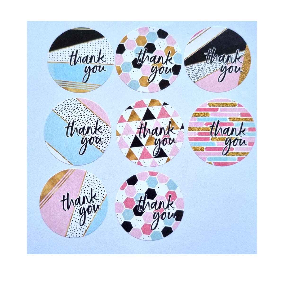 Thank you stickers - multi design 50pc