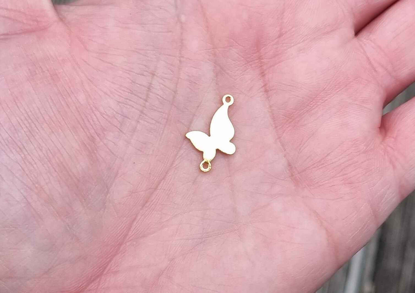 Z3. Brass Butterfly Connector Charm - 10 pcs