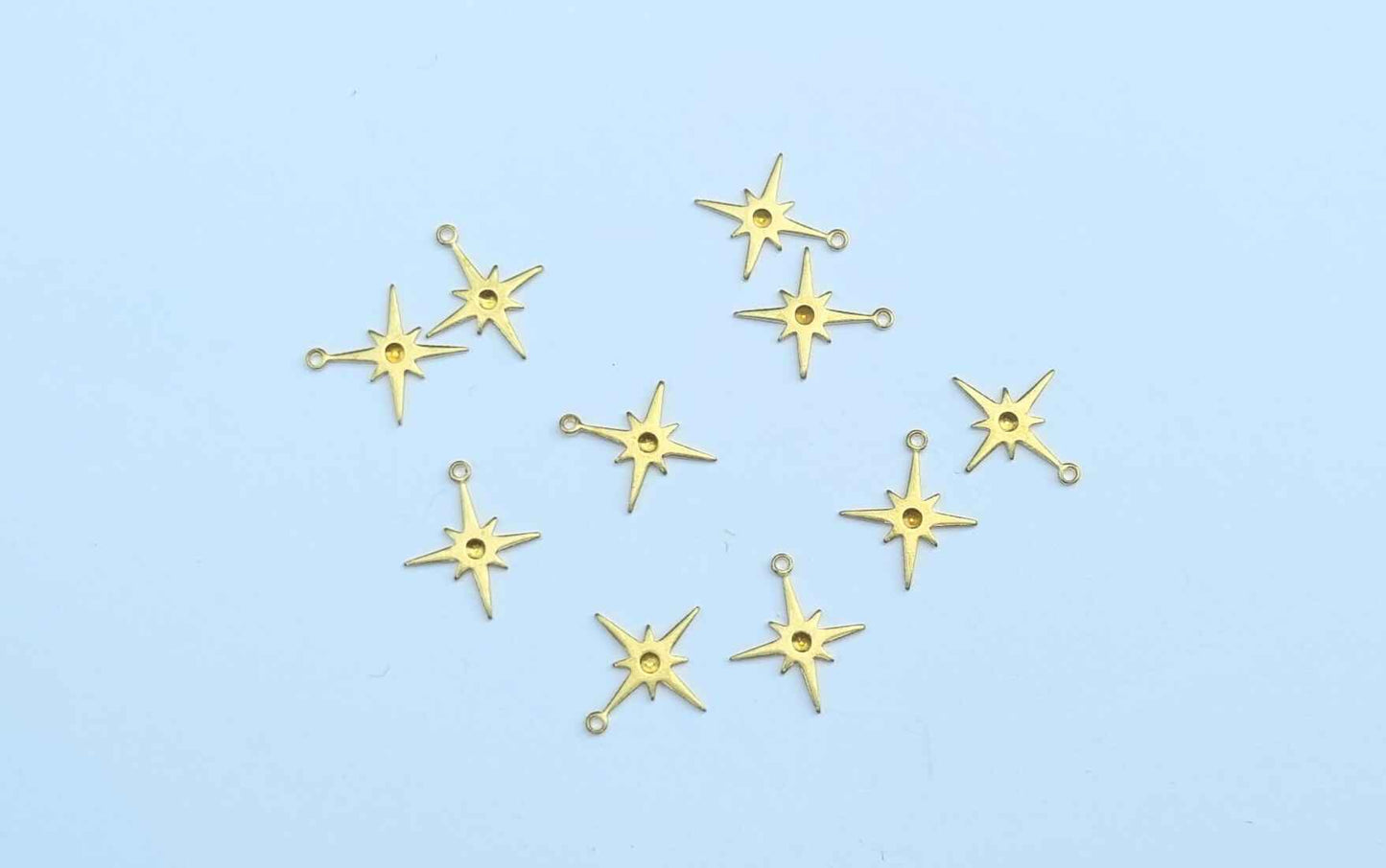 Coated & Raw Brass Star Charm - Raw Brass, Gold & Silver- 10pcs