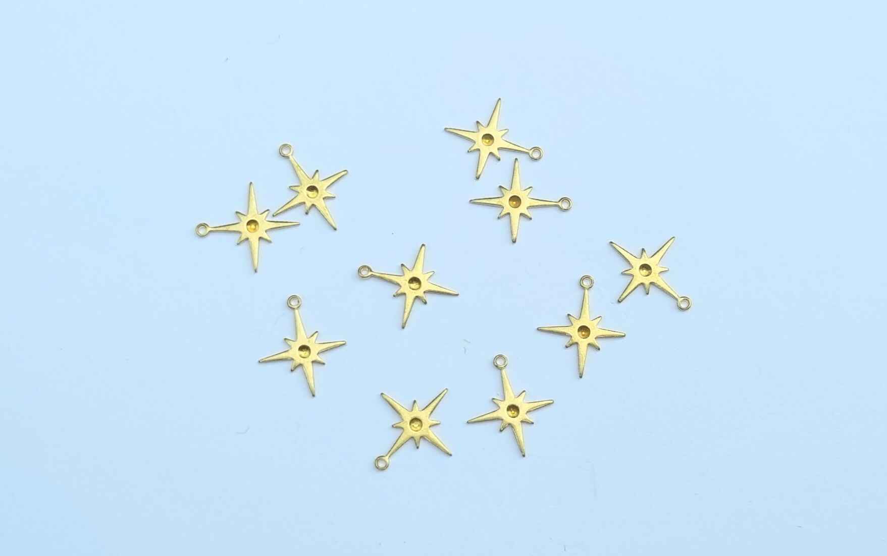 Coated & Raw Brass Star Charm - Raw Brass, Gold & Silver- 10pcs