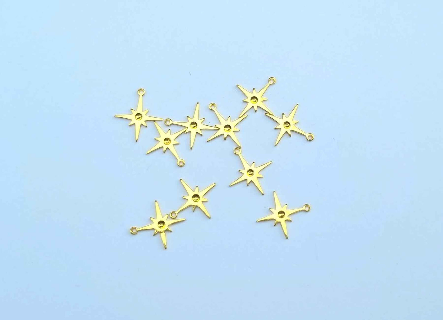 Coated & Raw Brass Star Charm - Raw Brass, Gold & Silver- 10pcs