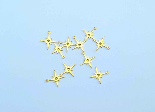 Coated & Raw Brass Star Charm - Raw Brass, Gold & Silver- 10pcs