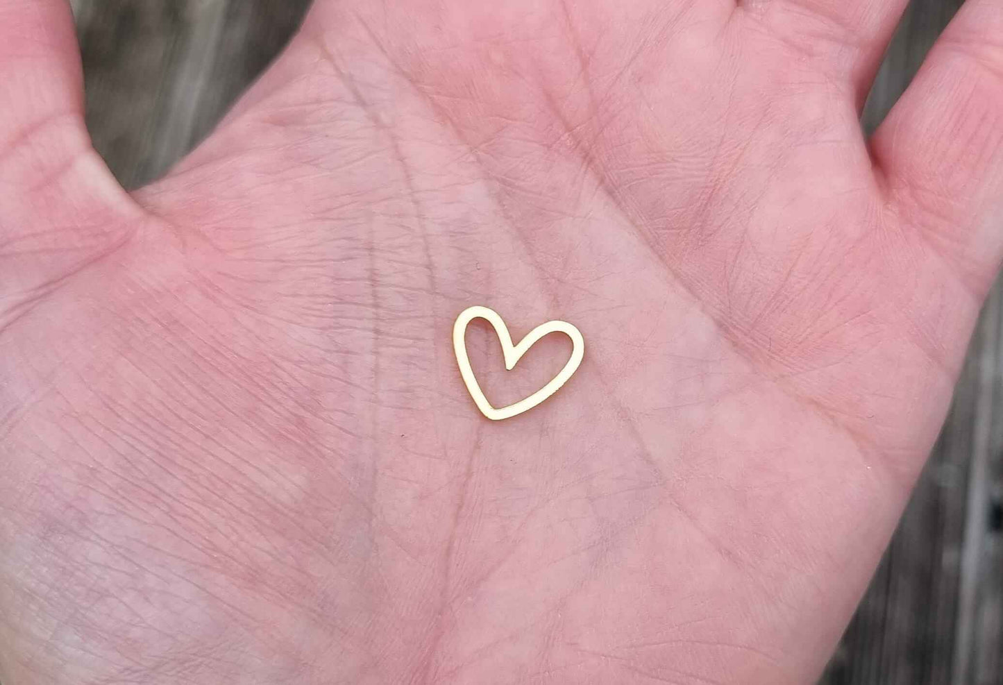 Coated Brass Heart Charm - Gold - 10pcs