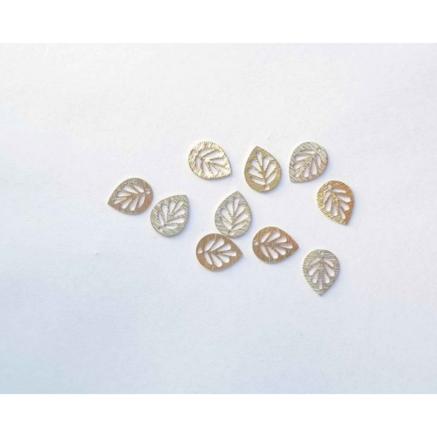 Brass Leaf Charm - 3 colours - 10 pcs