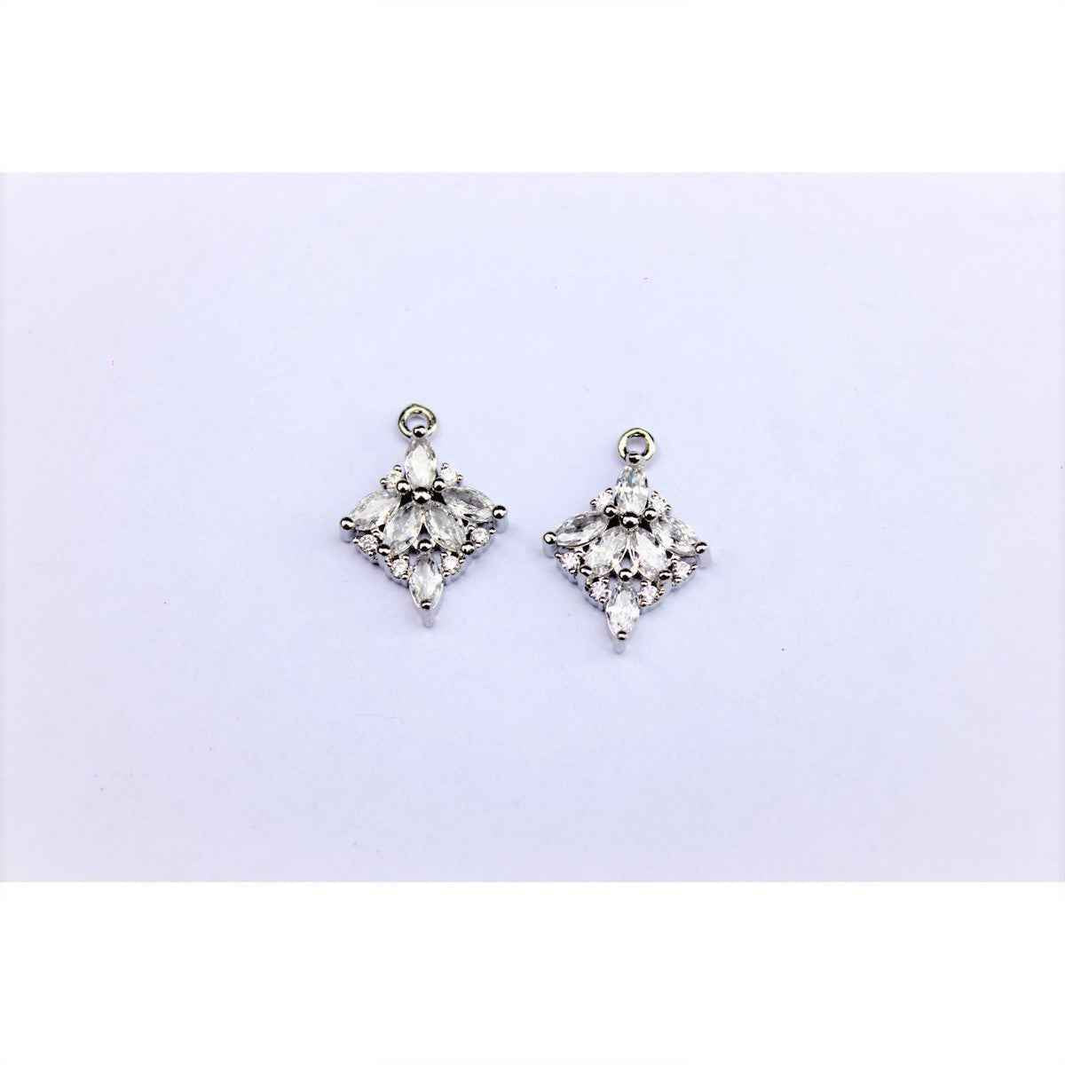 Crystal Diamond Charm - 2pc - Gold & Silver