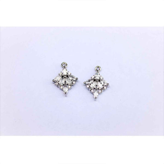 Crystal Diamond Charm - 2pc - Gold & Silver