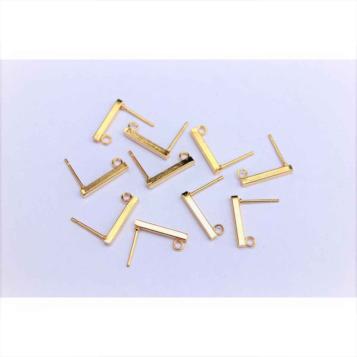 Gold 15mm Bar Stud Stainless Steel - 10 & 20 pc packs