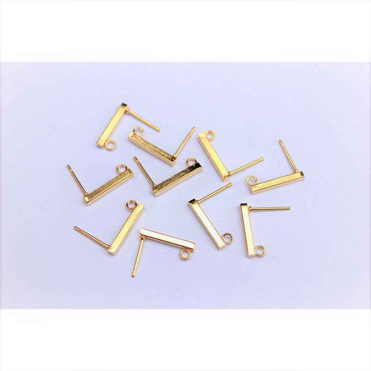 Gold 15mm Bar Stud Stainless Steel - 10 & 20 pc packs