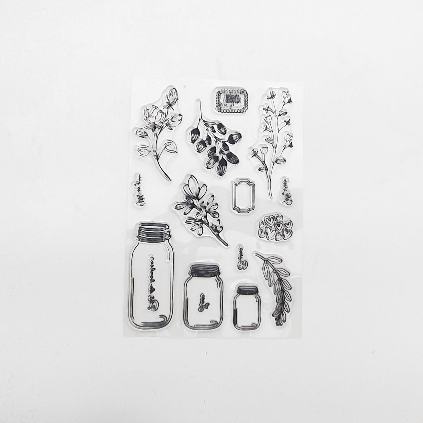 Mason Jar & Floral Texture Stamp Sheet - Colour & Create NZ