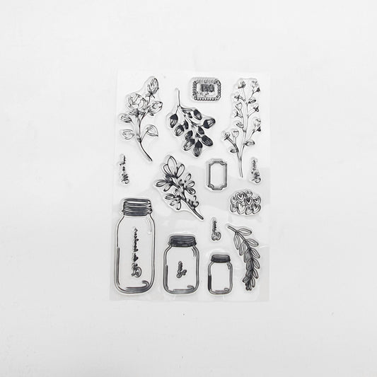 Mason Jar & Floral Texture Stamp Sheet - Colour & Create NZ