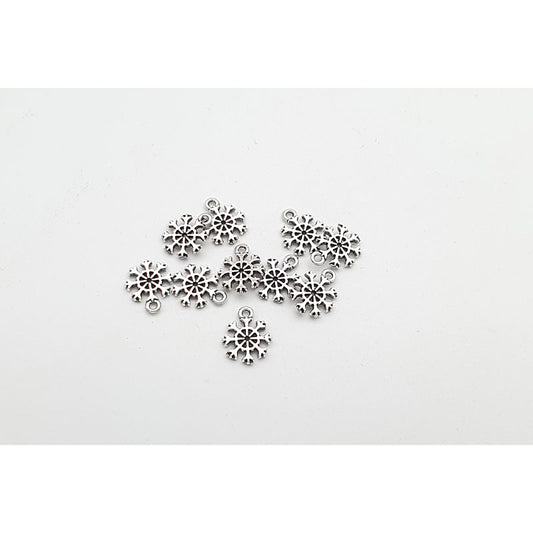 Silver Snowflake Charm 2 - 10pc