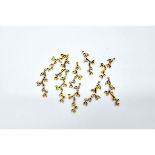 Leafy Vine Connector Charm  - Gold & Silver - 10pcs