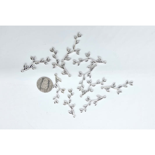 Leafy Vine Connector Charm  - Gold & Silver - 10pcs