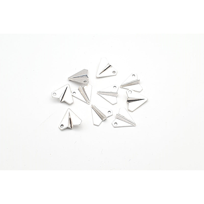 Paper Plane Charm -Silver- 10pcs