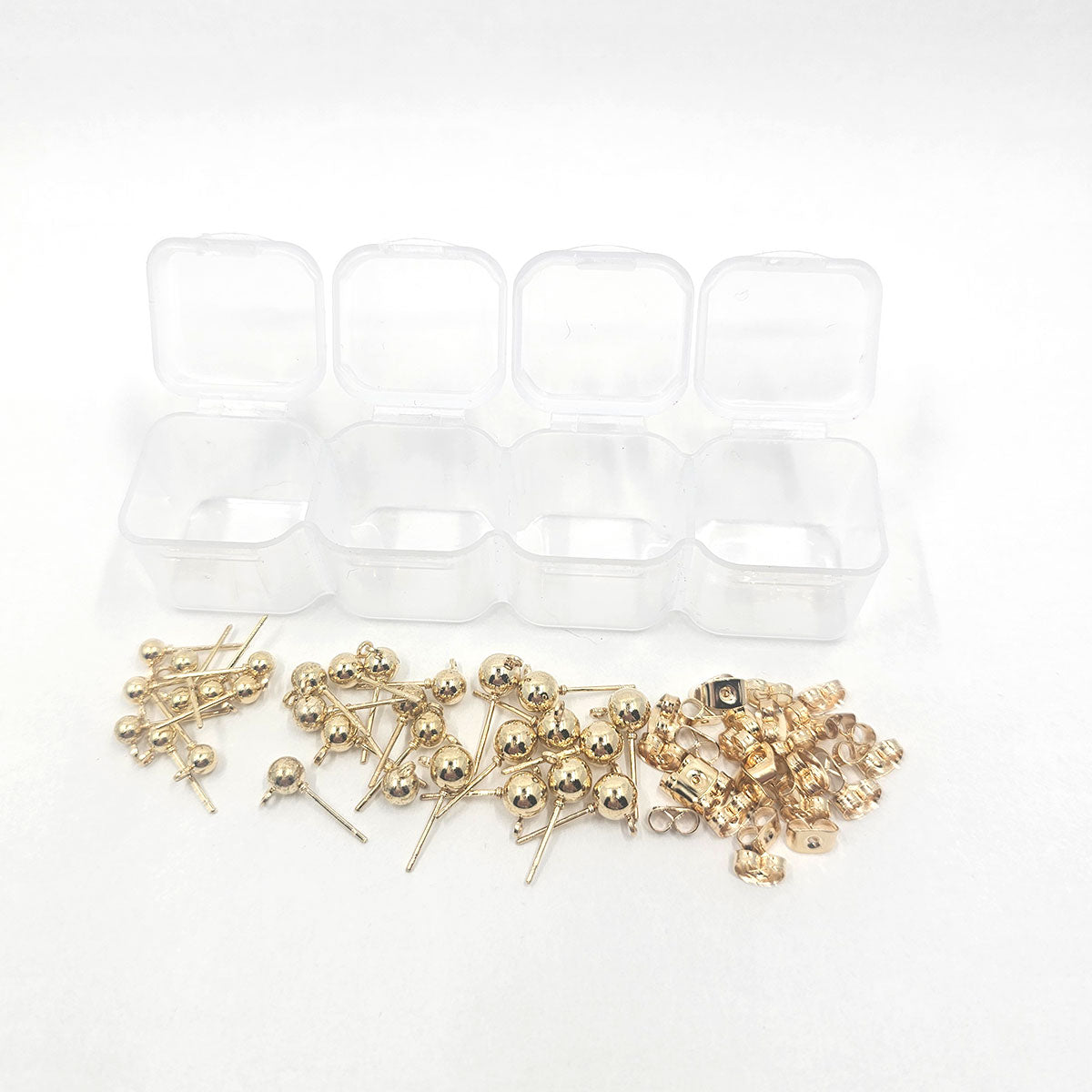 3 Size Stainless Steel Ball Stud Earrings Set- 15 pairs