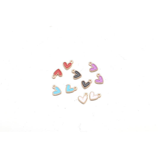 Multi-Colour Mini Heart Charms -KC Gold- 10pcs