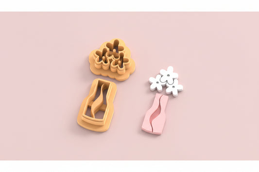 VDAY'26 - 21.  Triple Daisy & Vase Detail Cutter - 2 pc set