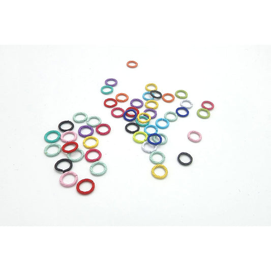 8mm Mixed Colour Textured Jump Rings -  50pc packs